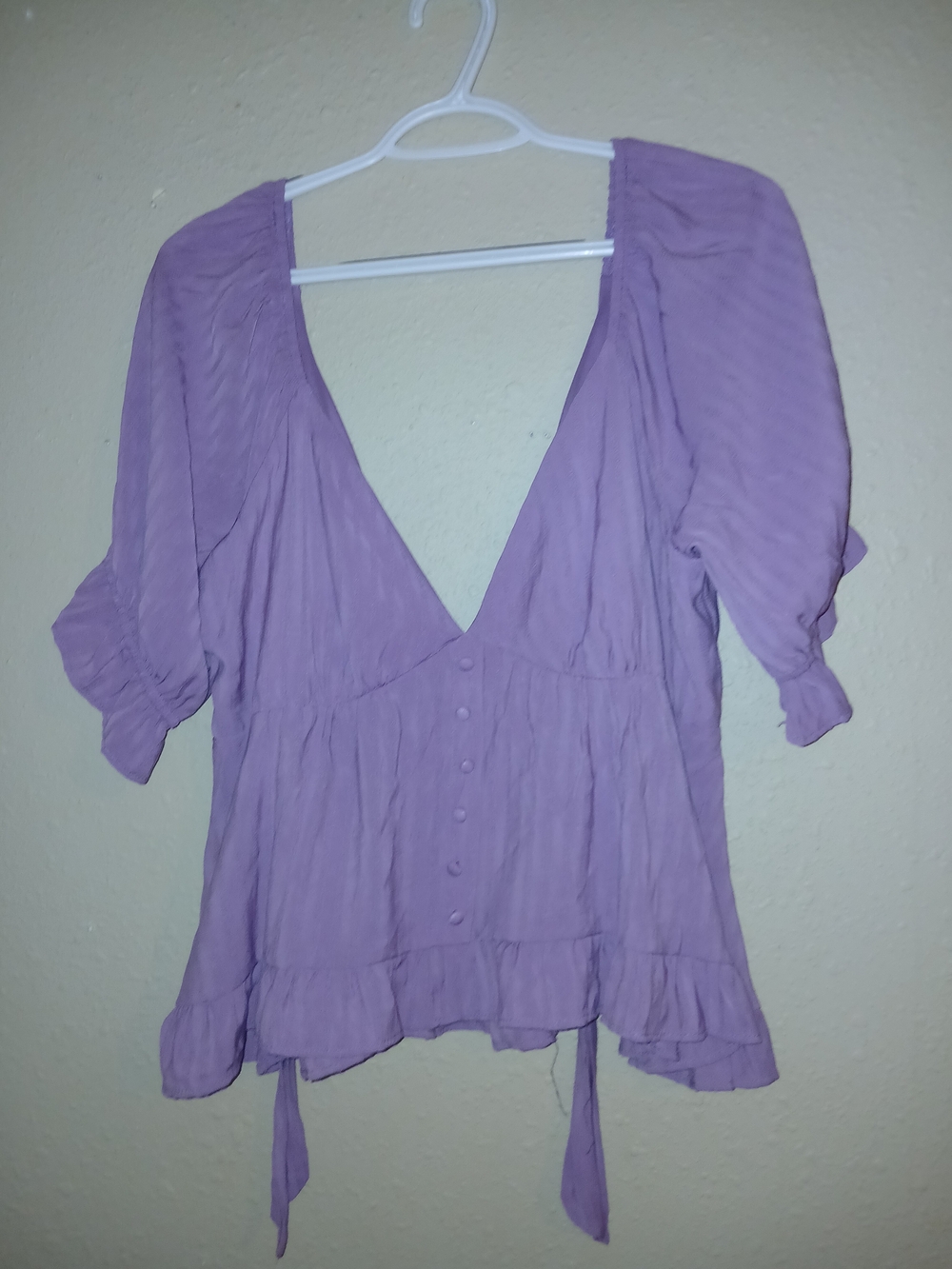 Lily Star Lavender V-Neck Peasant Blouse - Women Size XL
